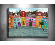 Bonamaison Peinture sur toile, multicolore, 50 x 70 cm - Conçu et fabriqué en Turquie