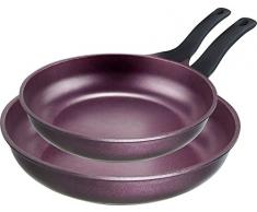 IMPERA 15277 Fonte dAluminium Ensemble de poêles 2 pièces, 24/28 cm, Compatible Induction, Aubergine Purple Batterie de Cuisine en Aluminium Violet
