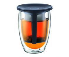 Bodum - K11153-01 - Tea For One - Set Infuseur Individuel - Verre Double Paroi - 35 cl - Noir