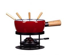 Stylen Cook Luca 8 TLG Set de Fondue en Acier Inoxydable Rouge/Noir 18 cm