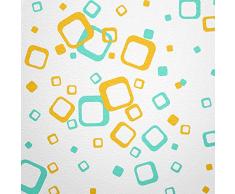 WANDfee® 60 Carrés de Couleur Turquoise Jaune Bicolore, décoration Murale Moderne autocollante rétro Cubes carrés Autocollants
