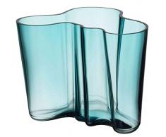 Iittala Alvar Aalto Vase en Verre Bleu océan 160 mm