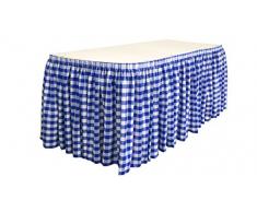 La Lin Polyester Vichy Ã Carreaux Jupe de Table 4,3Â m, Polyester, Blanc/Bleu Roi, 640 x 73.66 x 0.5 cm