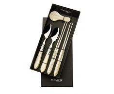 Bugatti ALCAM-N4226/2 Aladdin Fourchette et CuillÃ¨re Acrylique/Acier Inox Ivoire 31,5 x 14 x 3 cm