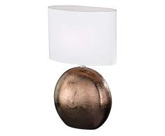Honsel 51281 Lampe de table, CÃ©ramique, E27, 46 W, kupferfarbig/Chrom, 0.01 x 0.01 x 53 cm
