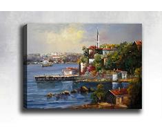 Bonamaison Peinture sur toile, multicolore, 30 x 40 cm - Conçu et fabriqué en Turquie