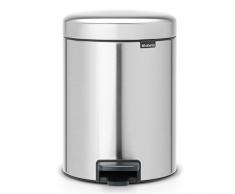 Brabantia 112102 Poubelle à Pédale Newicon avec Seau en Plastique, 5 L - Acier Mat Anti-trace De Doigt