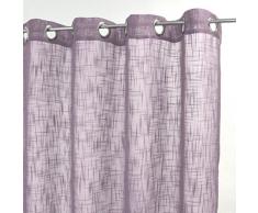 HomeMaison Voilage Uni en Etamine de Lin, Polyester, Parme, 250x140 cm