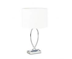 Relaxdays 10022850 Table argentÃ© Abat-Jour Rond Lampe de Chevet Moderne Design Fer HxlxP: 51 x 28 x 28 cm, Blanc, Caoutchouc, 40 W, 28 x 28 x 36 cm