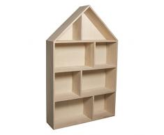 Rayher 6261100 Ã©tagÃ¨re murale en bois forme maison 30 x 50 x 8 cm ÂÂ etagere de 8 compartiments Ã Â dÃ©corer ÂÂ etagere en bois Ã Â suspendre idÃ©al pour crÃ©er des rangements personnalisÃ©s