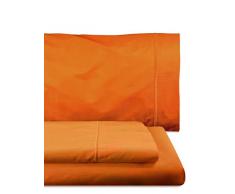 Home Royal - Parure de lit composÃ©e par 1 Drap Plat, 180 x 285 cm, 1 Drap Housse, 108 x 200 cm, 1 traversin, 45 x 130 cm, Couleur Orange