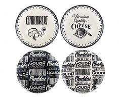 Creative Tops Gourmet Ã Fromage en cÃ©ramique Assiettes Ã Fromage, Lot de 4, crÃ¨me/Noir
