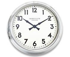 Roger Lascelles Grande Horloge Murale chromée avec Chiffres Arabes