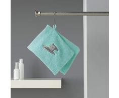 douceur dintÃ©rieur 2 gants de toilette 16x21 cm eponge brodee lamalima vert deau