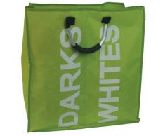 JVL Panier Ã Linge Double en Tissu avec poignÃ©es de Transport Vert