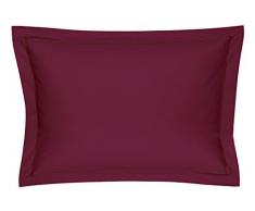Blanc des Vosges Uni 57 Fils Taie, Coton, Bordeaux , 50 x 75 cm