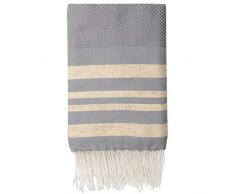 Moorish Idol - Fouta Nid dAbeille Lurex- 100cm x 200cm- Taupe Clair/Or