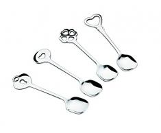 Guzzini 26840063 Set 4 Petites CUILLERES Love Key, N/C, Acier/Argent