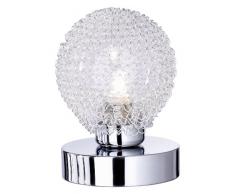 Reality, Lampe de table, Wire incl. 1 x HalogÃ¨ne 230V,G9,28,0 Watt,2800K,370 Lm. Verre, Transparent claire, Corps: metal, Chrome Ã:10,0cm, H:13,5cm IP20,Interrupteur tactile 4 niveaux
