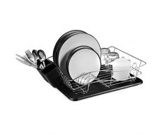 TOWER Tour Ãgouttoir à Vaisselle avec Plateau, Acier Inoxydable, Noir, 32 x 43.5 x 15 cm