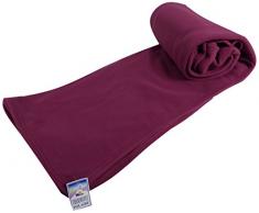 Couverture polaire thermotec 450 grs- Moelleuse et Chaude - 100% polyester - OURSON - Prune O8 - 220 x 240