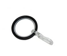 GARDINIA Anneau pour Tringle Ã Rideau de 20 mm de DiamÃ¨tre, Insert Coulissant et Crochet Pliant Inclus, 6 PiÃ¨ces, SÃ©rie Chicago, Largeur 4 mm, MÃ©tal, Noir