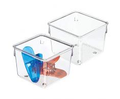 iDesign 52730M2EU Tiroir de Cuisine Linus pour Couverts, spatules, Objets Divers - Pack de 2, 10,16 x 10,16 x 7,62 cm, Transparent, Plastique