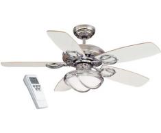 Aquamarina 106 Ventilateur de plafond Chrome poli brillant Hite/Pinewood supplémentaires télécommande et éclairage halogène 100 W