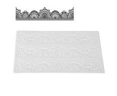 Wonder Cakes by Silikomart 23.088.87.0196 Tapis en Silicone pour Dentelles en Sucre avec Motif Chic, Blanc, 3,5 x 11,5 x 25,5 cm