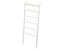 YAMAZAKI Escabeau en Acier, Acier Bois, Blanc., Taille Unique