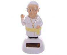 Puckator FF70 Figurine Solaire Pape, Plastique, Blanc/Beige/Jaune, 6 x 5 x 10 cm