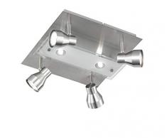 WOFI 9020.06.64.6100 Plafonnier, Métal, GU10, 18 W, Nickel Mat, 30 x 30 x 13 cm