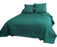Le linge de Jules Couvre-lit uni + 2 taies 2 Personnes - 240x260 Vert