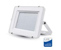 Projecteur Ã LED de sÃ©curitÃ© extÃ©rieure Ã©tanche V-TAC 150 avec cÃ¢ble Ã LED Samsung de 1 mÃ¨tre Corps blanc Verre Gris IP65 6400K Blanc 12000 lumens [Classe Ã©nergÃ©tique A +]