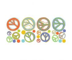 Thedecofactory RMK1859SCS Peace and Love ROOMMATES REPOSITIONNABLES (26 Stickers), Vinyle, Multicolore, 104 x 26 x 2,5 cm