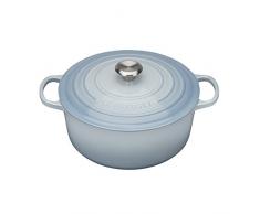 Le Creuset, Cocotte Signature en Fonte Ãmaillée avec Couvercle, à 24 cm, Ronde, Compatible avec Toutes Sources de Chaleur (Induction Incluse), Capacité : 4.2 L, 4.305 kg, Coastal Blue