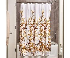 InterDesign Anzu rideau douche, rideau baignoire lavable de 183,0 cm x 183,0 cm en polyester, rideau salle de bain avec motif florale, brun