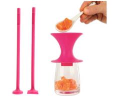 Kubb K016 Entonnoir pour Verrines + 2 Poussoirs Plastique Fuchsia 8 cm