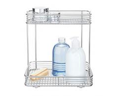 iDesign 09740EU Vienna étagère de Douche, Panier Pratique en métal à Deux étages, Rangement Salle de Bain pour cosmétiques ou shampooing, argenté, Taille Unique