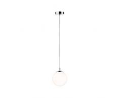 Paulmann 70895 luminaires en Suspension Globe Rond Max. 20Â Watts Lampe Suspendue IP44 Protection Contre Les aspersions Satin, Chrome Ã©clairage de Plafond E27, Verre