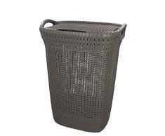 CURVER | Coffre à linge 57L Tricot, Marron, Knit, 45,2x34,1x61,4 cm