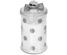 Le Chat 1210027 01210027 Bougie dans bonbonnière sérigraphiée Pois argentés remplie de Paraffine Blanche parfumée noël enneigé, 6 x 6 x 11,2 cm