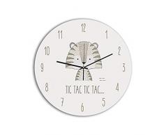 CUADRIMAN Little Animal Horloge Murale Tiger, Bois, Ocre et Marron, 30Â x 30Â cm