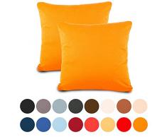 aqua-textil Classic Line Housse de Coussin Lot de 2 Fermeture Ãclair Coton 80 x 80 cm Orange