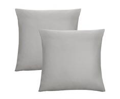 Biberna 0077144 de taies doreiller en Jersey 100% Coton avec Fermeture Éclair, Lot de 2, 40 X 40 cm Gris, 27 x 18 x 2 cm