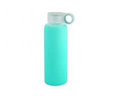 H&H 777Â Bouteille avec Bouchon, Verre Borosilicate, Vert Eau