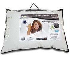 Soleil docre Oreiller mÃ©moire de Forme 50x70 cm, Poche, Coton, Blanc, 70x50x15 cm