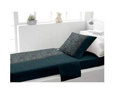 Soleil dOcre 231398 Ispahan Parure de Lit 1 Place Coton Bleu Orage 290 x 180 cm