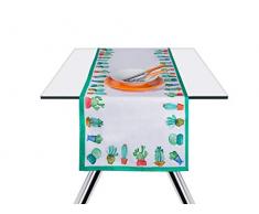 Excelsa Cactus Nappe Chemin de Table, Coton, Vert et Blanc, 45Â x 140