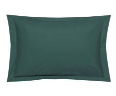 Blanc des Vosges Uni Satin Taie Coton Bleu Paon 50 x 75 cm